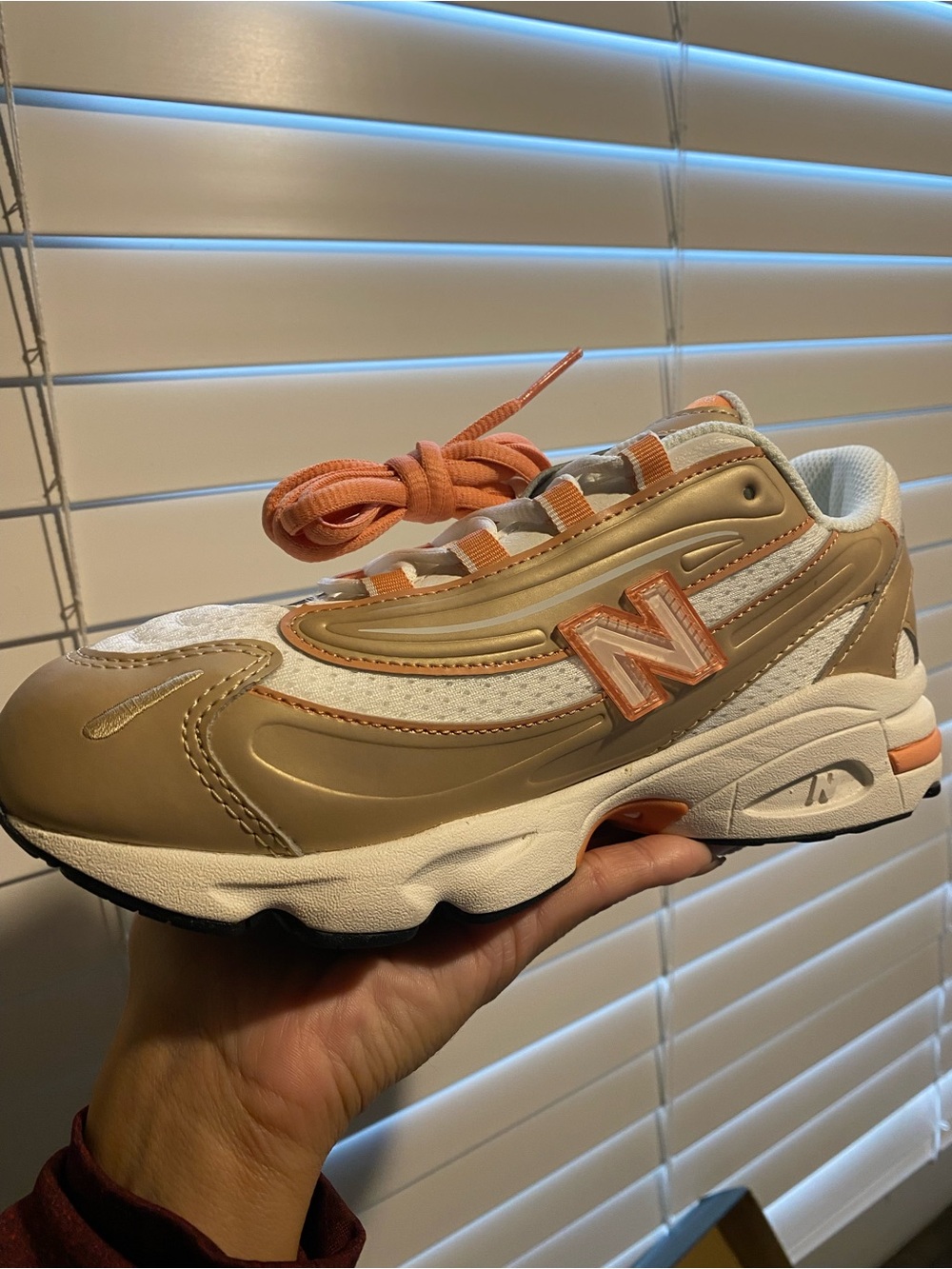 New Balance Kids' Tan and Peach Running Sneaker